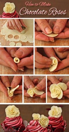 how to make chocolate roses for cupcakes - step by step instructions and pictures