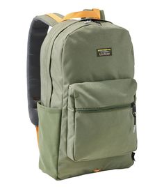 the back pack is green and yellow