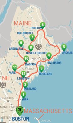 the boston marathon route is shown in green and has many locations to go on it