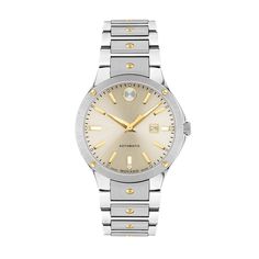 Elegant Gold Diamond Watch With Date Indicator, Movado Watches, Classic Gold Diamond Automatic Watch, Classic Gold Automatic Diamond Watch, Formal Yellow Watches With Metal Dial, Movado Womens Bold, Movado Womens Watch, Stainless Steel Case, Two Tone