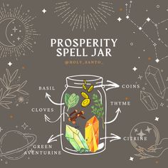 Gratitude Spell Jar, I Attract Abundance, Money Spells Magic, Witches Jar, Spell Bottles, Witch Board, Prosperity Spell, Jar Spells, Witch Bottles