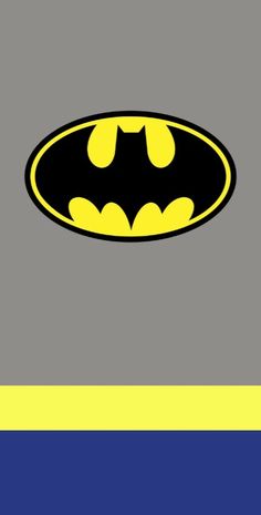 the batman symbol is shown in yellow and blue, with black on gray behind it