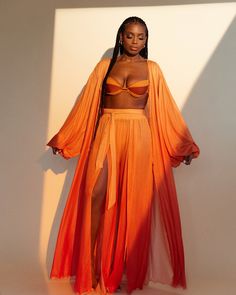 Infinity Sunset Gradient Front-Slit Pants – SOLO MÍO SWIM Sunset Gradient, Goddess Outfit, Look Boho Chic, Best Swimsuits, Flowy Pants, The Infinity, Lightweight Tops, Mesh Long Sleeve, Swimsuit Cover Ups