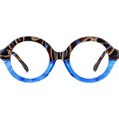 Who doesn't love pattern and color? Get both in these fabulous round glasses that are part of the Iris Apfel x Zenni Collection designed by style icon Iris Apfel. Made from the highest quality acetate the eyeglasses is hand-polished for an amazing shine. This attention-grabbing look works well as both artsy glasses and bold sunglasses and will add delicious texture to any outfit. For added comfort and durability the eyeglasses is fitted with spring hinges and has wider temple arms. | Zenni Women's Round Prescription Eyeglasses Pattern Plastic Artsy Glasses, Bold Sunglasses, Artsy Vibe, Romantic Bathrooms, Round Eyeglasses Frames, Square Face Shape, Love Pattern, Rim Design, Zenni Optical