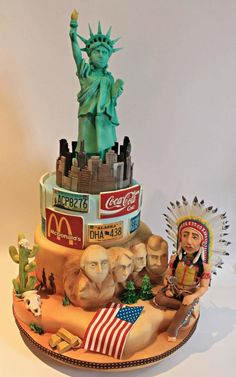 a cake made to look like the statue of liberty