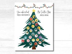 a christmas tree card with buttons on it