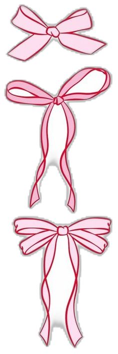 two pink ribbons tied to each other on top of white paper with red outlines