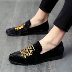 The Ferdinand Embroidered Suede Penny Loafers - Multiple Colors WD Styles Black US 5 / EU 38 Embroidered Loafers, Patent Leather Dress, Embroidery Shoes, Suede Leather Shoes, Wedding Dress Shoes, Moccasins Shoes, Men's Loafers, 자수 디자인, Men Loafers