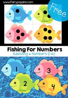 four fish with numbers on the front and bottom