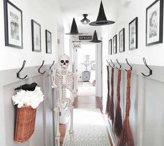 there is a skeleton standing in the hallway