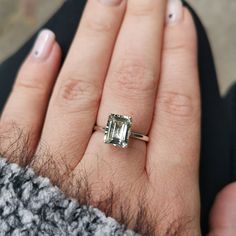 Prasiolite Ring Green Amethyst Ring Emerald Cut Prasiolite | Etsy Classic Green Amethyst Ring As Gift, Classic Green Amethyst Ring For Gift, Classic Green Amethyst Ring Gift, Classic Emerald Cut Amethyst Ring, Classic Emerald-cut Amethyst Ring, Classic Green Amethyst Rings, Classic Green Amethyst Jewelry For Anniversary, Classic Emerald Cut Amethyst Ring With Prong Setting, Classic Solitaire Amethyst Ring