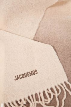 Long Jacquemus scarf in hand-dyed alpaca wool for a gradient effect. Embroidered logo in contrast and fringes at the ends.Accessory length: 38 cmAccessory height: 225 cmGender: MenMaterial: 80%WP 20%POLYAMIDEColor: NEUTROMade in: ITProduct ID: 236AC574 5087 015*Import tax/duty will be calculated at checkout (If applicable) Jacquemus Scarf, Outfit Check, Alpaca Wool, Alpaca, Scarf Accessory, Wool, ? Logo