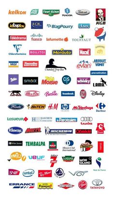 many different types of logos are shown in this image, including the company name and logo