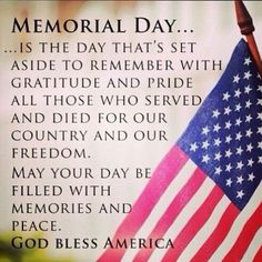 an american flag with the words memorial day