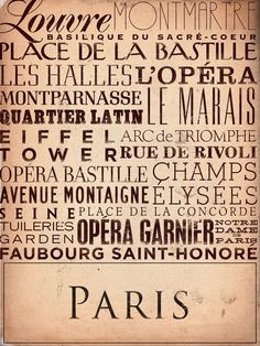 an old poster with the words paris on it