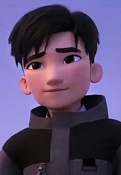 an animated image of a man with black hair