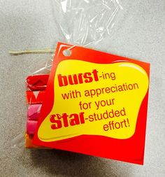 a red and yellow sign that says must ing with appreciation for your star - studed effort