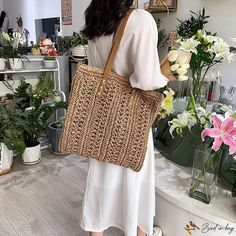 Bird in Bag - Straw bag female days large capacity shoulder bag beach bag wisp woven bag hand rattan bag shopping bag Casual Jute Bag With Large Capacity, Large Summer Shoulder Bag For Daily Use, Casual Handheld Jute Shoulder Bag, Large Rectangular Summer Shoulder Bag, Large Rectangular Shoulder Bag For Summer, Casual Jute Shoulder Bag For Shopping, Large Double Handle Bag For Summer, Straw Beach Bag For Shopping, Large Rectangular Bag For Summer