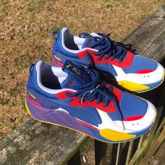 Puma Running Shoe. Rs-X Nwot Never Worn. Blue Puma Sneakers For Sports, Yellow Puma Running Sneakers, Yellow Puma Sneakers For Running, Yellow Sporty Sneakers With Puma Logo, Sporty Yellow Puma Sneakers, Sporty Yellow Sneakers With Puma Logo, Puma Rsx, Puma Rs X, Puma Running Shoes