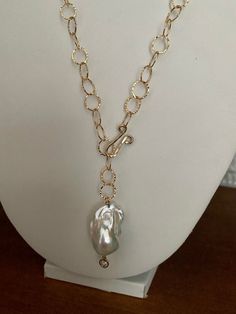 ONE - MILK VELVET PEARLS Matthew 13, Gave Up, Lariat Necklace, Baroque Pearls, Hand Forged, Diamond Cut, When He, Cable Chain, Gold Filled