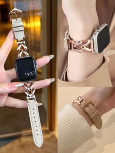 1pc Apple Watch Band Composed Of Rose Gold Metal Chain And Apricot Leather Elegant And Low-Key And Breathable Compatible With Apple Watch Strap Ultra2/1 9 8 7 Se 6 5 4 3 2 1Series, Compatible With Apple Watch Sizes Of 41mm 45mm 38mm 49mm 44mm 40mm 42mm, Suitable For Wrist Circumference Of 155-205mm Apple Watch Band Minimalist  Design For The Fashionable Girl's Apple WatchBand Apricot    Bovine Leather  Smartwatch Bands   Watch Accessories & Tools, size features are:Bust: ,Length: ,Sleeve Length: Apple Watch Series 6 44mm Bands, Apple Watch Sizes, Apple Watches, Watch Accessories, Gifts For An Artist, Rose Gold Metal, Apple Watch Strap, Design Minimalista, Peachy Pink