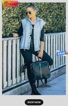 Sky Blue Solid Color Hooded Denim Vest Jacket Black Solid Color, Knit Infinity Scarf, Vest Coat, Black Solid, White Hoodie, Jacket Sale, Long Sleeve Cardigan, Denim Vest, Denim Fabric