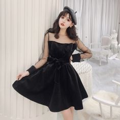 Black Frocks, Black Frock, Clothes Korean Style, Versace Dress, Frocks For Girls, Ulzzang Fashion, Gorgeous Gowns, Fashion Girl, Korean Outfits