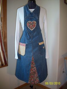 a dress made from an old pair of jeans with hearts on the front and back