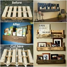 an image of some wooden pallets with pictures on them and the words make your own home