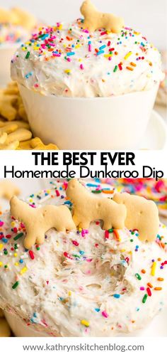 the best ever homemade dunkin donuts dip with sprinkles on top