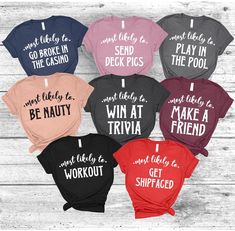 six t - shirts that say they're ready to play in the pool and make a