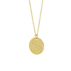 "ZODIAC STAR CONSTELLATION PENDANT NECKLACE The adorable necklace you were looking for! Your star sign hanging on a gold filled chain makes this necklace a perfect addition to your everyday look. You can also gift these to your sorority sisters, bridesmaids, and best friends for a personalized gift they are sure to love! Description: -Heavy 14K gold plated brass pendant -Cubic zirconia embellishments -Option of selecting a Gold Filled 16\", 18\", or 20\" chain -OR 20\" + 2\" extension Gold Plate Gold Star Necklace With Birthstone, Gold Star-shaped Birthstone Necklace, Gold Star Necklaces For Birthday Gift, Gold Star Necklace For Birthday Gift, Gold Necklaces With Star Charm For Birthday, Anniversary Necklace With Star Charm, Gold Jewelry With Star Charm For Birthday Gift, Gold Star Charm Jewelry For Birthday, Celestial Jewelry With Star Charm For Anniversary