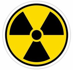 a yellow and black radioactive symbol sticker