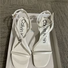 Size 8 White Heels, Never Worn! Calvin Klein Heels, Calvin Klein White, Calvin Klein Shoes, White Heels, Womens Calvin Klein, Shoes Women Heels, Calvin Klein, Shoes Heels, Color White