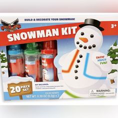 the snowman kit is in its box