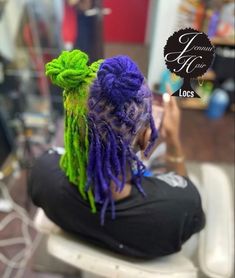 Split Dye Dreads, Purple And Green Locs, Colorful Locs Black Women, Colors Locs, Peekaboo Locs, Sisterloc Styles, Woman Dreadlocks