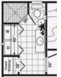 the floor plan for a small bathroom and living room in a house or condo building