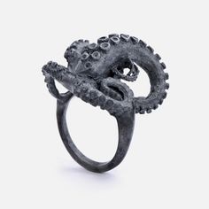 Peggy Skemp's Tentacles Collection Tentacle Ring, Tentacles Ring, Octopus Ring, Bijoux Art Nouveau, Gothic Accessories, Recycled Sterling Silver, Ring Jewelry, Design Vintage, Dark Side