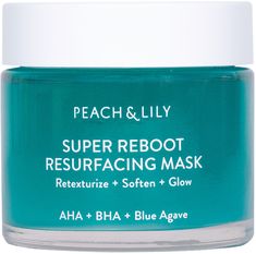 Got clogged pores? The Peach & Lily Super Reboot Resurfacing Mask exfoliates skin without downtime. 10% AHA, 0.5% BHA, and Blue Agave "de-gunk" pores and "unglue" dead cells, while Hyaluronic Acid and Aloe soothe and hydrate. Enjoy visibly smoother skin, smaller pores and a restored complexion. Hyperpigmentation Mask, Best Dark Spot Corrector, Peach Lily, Pore Mask, Smaller Pores, Peach And Lily, Baby Soft Skin, Blue Agave, Earthy Scent