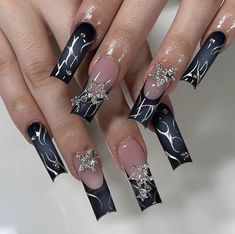 Easy Nails, Colored Acrylic Nails, French Tip Acrylic Nails, Nail Swag, Bling Acrylic Nails, Acrylic Nails Coffin Short