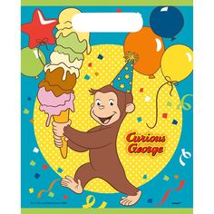 Unique CURIOUS GEORGE LOOTBAGS (8 PK) Favor Bags 59273-UN Curious George Birthday Party, Curious George Party, Curious George Birthday, Fun Party Themes, Baby Favors, Baby George, Loot Bags, Pirate Birthday, Curious George