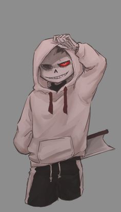 a drawing of a person wearing a hoodie and holding their hands up to their head