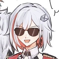 an anime character with white hair and sunglasses