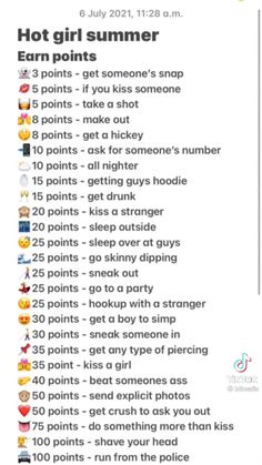 Summer 24 Bucket List Crazy, Pre Summer Stats Tiktok Questions, Summer Bucket List Point System, Summer List Points