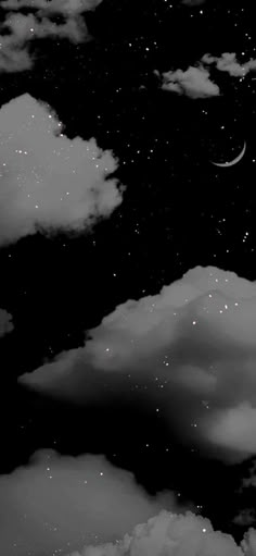 the night sky is filled with stars and clouds