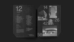 an open book with black and white images on it's front cover, showing the numbers