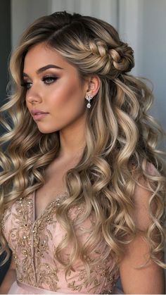 Half Up Have Down Hairstyles Prom, Half Updo Wedding, Teen Girl Bedroom Decor, Bridal Half Up Half Down, Half Down Prom Hairstyles, Makeup Event, Room Decor Teen, Half Up Half Down Prom, Down Prom Hairstyles