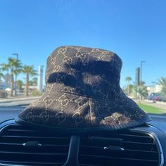 Used Gucci Dark Brown Gg Ripstop Bucket Hat Designer Brown Hat For Travel, Gucci Adjustable Bucket Hat, Gucci Brown Curved Brim Hat, Gucci Brown Short Brim Hat, Gucci Designer Wide Brim Hat, Luxury Travel Visor Hat, Designer Visor Hats For Travel, Gucci Adjustable Brimmed Hat, Gucci Luxury Brimmed Hat