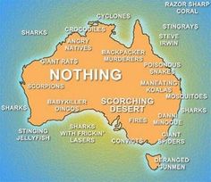 a map of australia with the words nothing written in english and some other languages on it