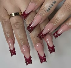 Maroon Nails, Red Acrylic Nails, Long Square Acrylic Nails, Acrylic Nails Coffin Short, Luxury Nails